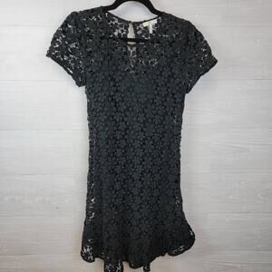 Joie Cotton Crochet Lace Dress Black XS